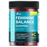 MONSET Feminine Balance Gummies jar front showing daily supportive probiotics.