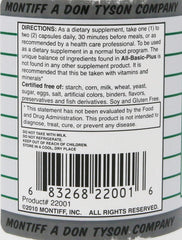 Montiff All-Basic-Plus 750 mg bottle label with ingredients overview.