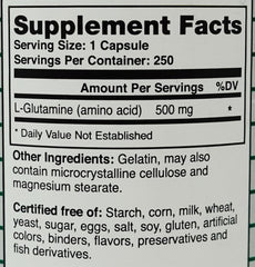 Montiff Pure L-Glutamine capsules closeup for easy daily use