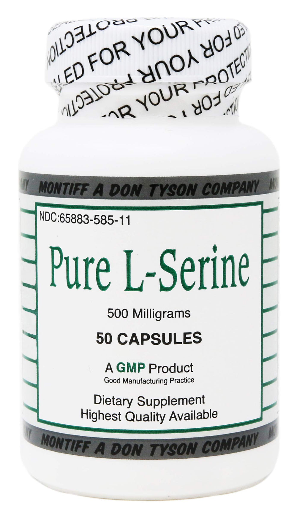 Montiff Pure L-Serine 500 mg bottle with capsules for daily use