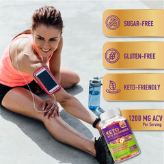 MoodMingle Keto ACV Gummies label highlights gluten-free, sugar-free keto-friendly formula.