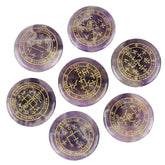 Mookaitedecor amethyst archangel palm stone engraved for meditation and focus.