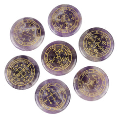 Mookaitedecor amethyst archangel palm stone engraved for meditation and focus.