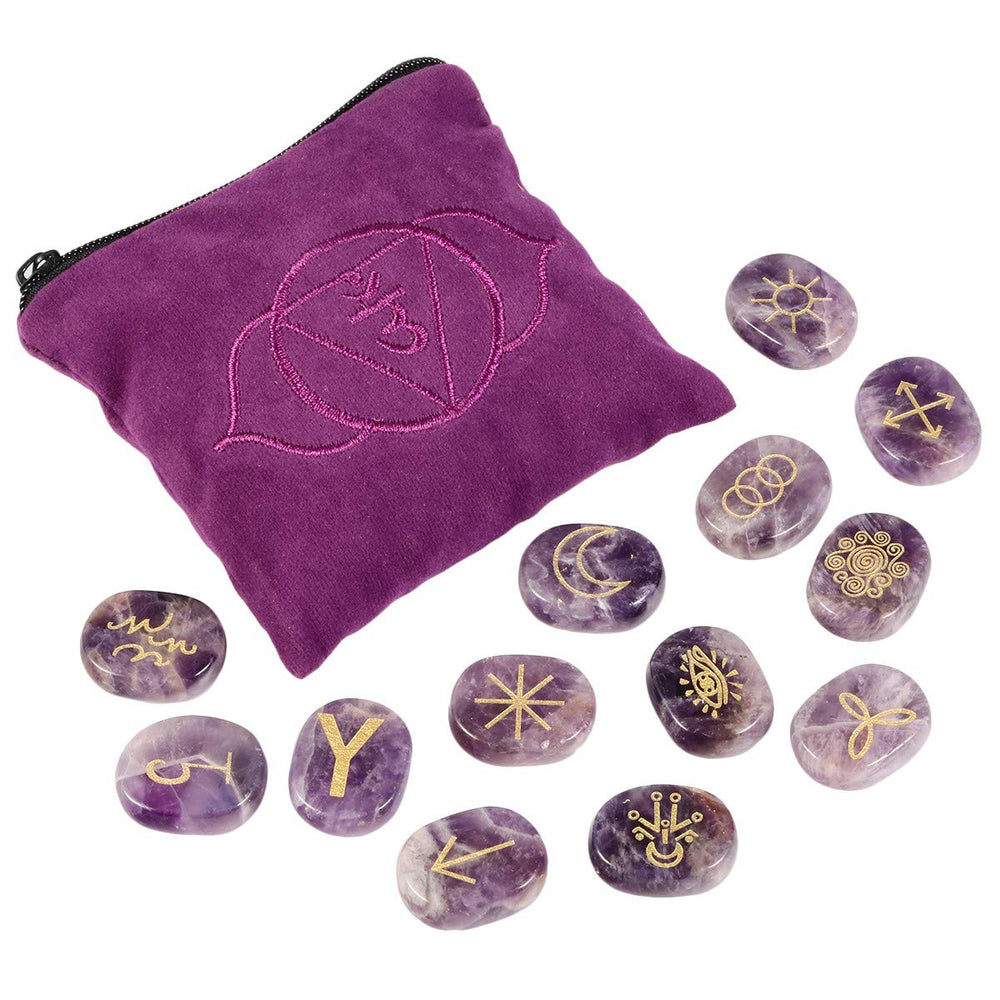 Mookaitedecor amethyst runes stones ideal for divination and meditation