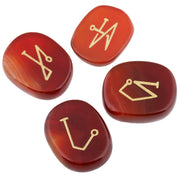 Mookaitedecor carnelian palm stones with engraved angels for focused Reiki practice