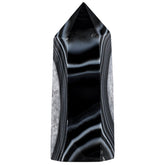 mookaitedecor natural black striped agate wand top facets for focused energy display