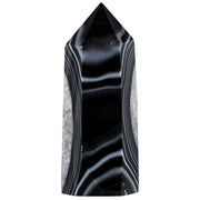mookaitedecor natural black striped agate wand top facets for focused energy display