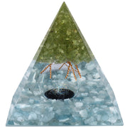 Mookaitedecor Peridot Tree of Life Pyramid with crystal ball enhances meditation focus.