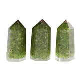 Mookaitedecor peridot wand, 6-facet 2-inch, grounding during meditation.