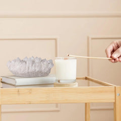 mookaitedecor quartz cluster home decor creates calming desk or shelf scene