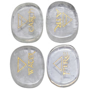 mookaitedecor rock quartz palm stone with engraved triangle symbols for Reiki and meditation