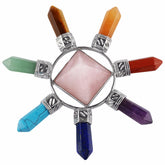 Mookaitedecor Rose Quartz Pyramid with 7 chakras for meditation and energy