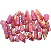 mookaitedecor titanium-coated red quartz points on display for meditation and decor