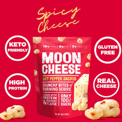 Moon Cheese Bites Pepper Jack snack bag open for quick on-the-go nibble.