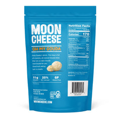 Moon Cheese Oh My Gouda bites—protein-packed close-up with tangy Gouda flavor.