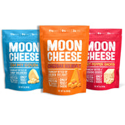 Moon Cheese cheddar bites in a variety pack offer a savory, protein-rich on-the-go snack.