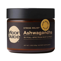 Moon Juice Ashwagandha bottle promoting daily calm and focus.