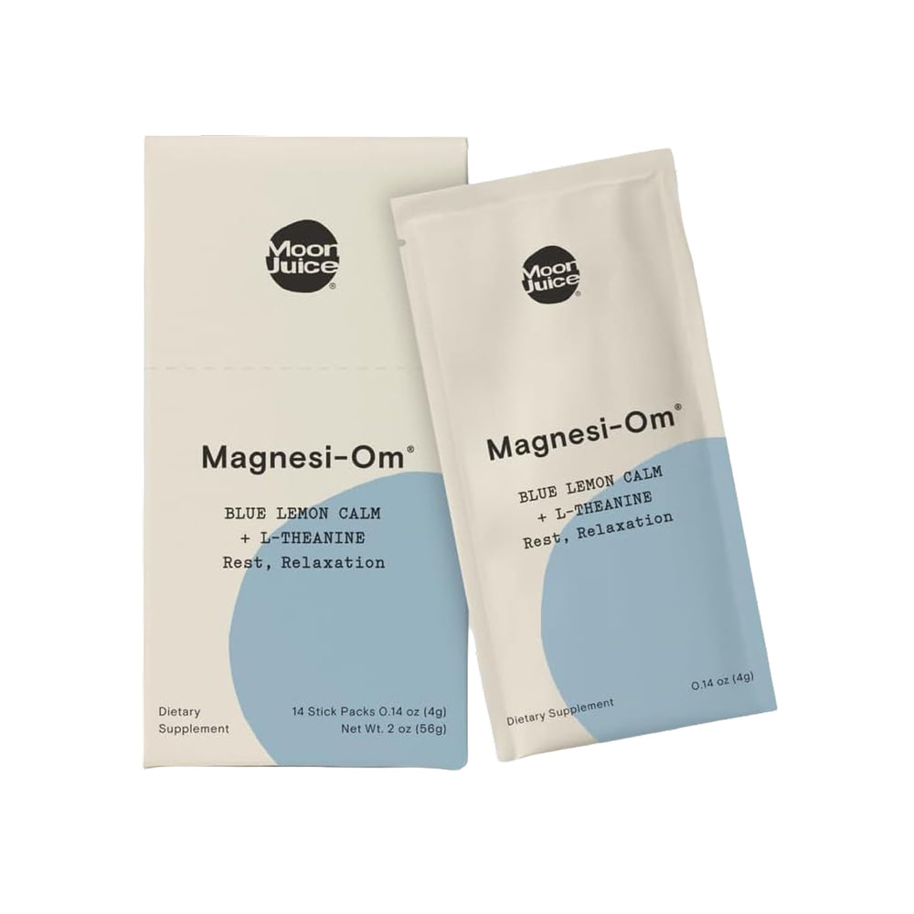 Moon Juice Magnesi-Om blue lemon stick in glass for a calming sip
