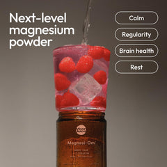 Moon Juice Magnesi-Om label closeup highlighting chelated magnesium and L-theanine.