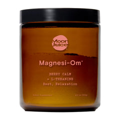 Moon Juice Magnesi-Om powder tub berry flavor supports daily relaxation.