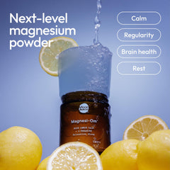 Moon Juice Magnesi-Om tub back highlights ingredients and benefits.