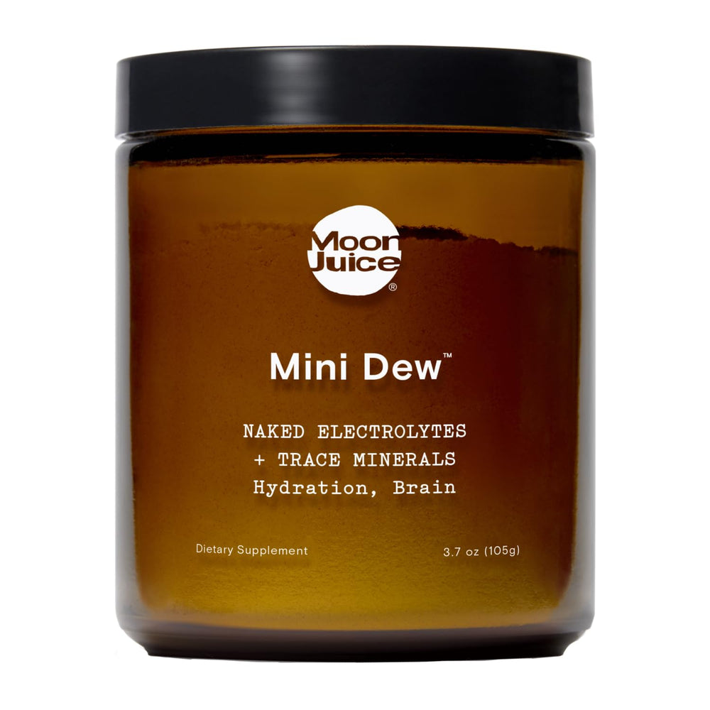 Moon Juice Mini Dew electrolyte powder jar for clean hydration and minerals