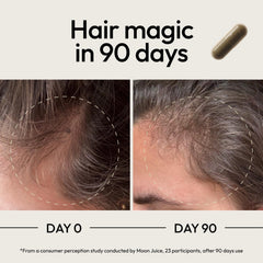 Moon Juice SuperHair capsules close-up revealing micronutrients