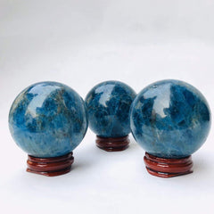 MoonlightCrystal blue apatite sphere 50mm provides a bold decor accent