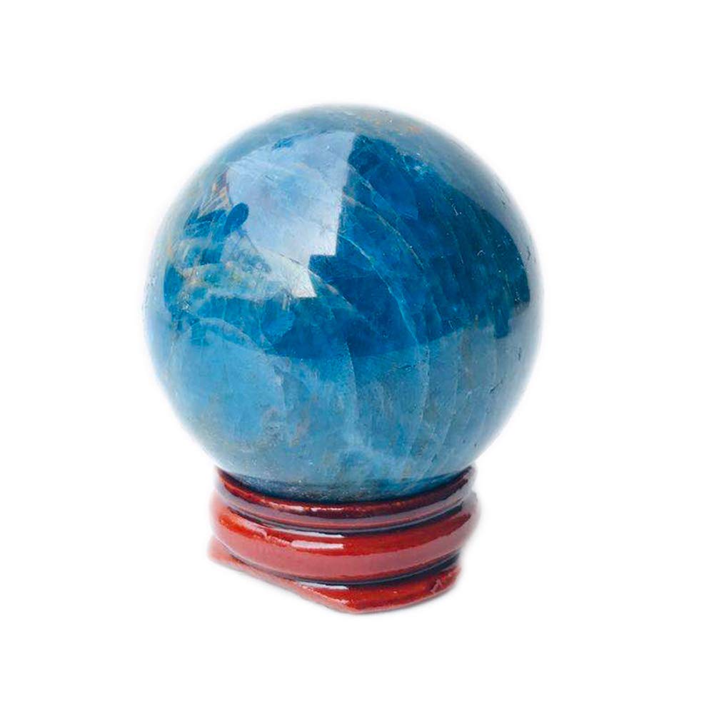 MoonlightCrystal energy blue apatite sphere 50mm as a striking table centerpiece