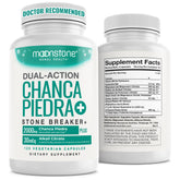Moonstone Stone Breaker bottle closeup shows premium vegan capsules for daily urinary health.