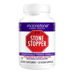 Moonstone Stone Stopper bottle shown for convenient kidney health support.