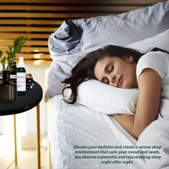 Moonwater Elixirs Lavender Sleep Spray on linens to promote relaxed nights.