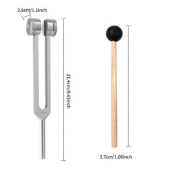 MoResolune 128 Hz tuning fork resting beside wooden storage case