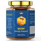 MORF Energy Support honey-date-pecan-ginger jar front, ready for a quick energy boost.