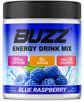 Morning Buzz energy powder blue raspberry tub ready for a clean energy boost