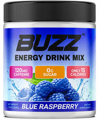 Morning Buzz energy powder blue raspberry tub ready for a clean energy boost