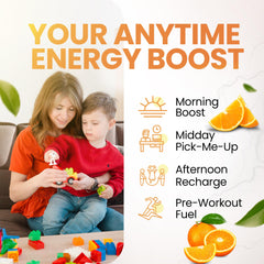Morning Buzz nutrition ingredients with 18 vitamins highlighted.