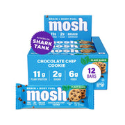 MOSH Chocolate Chip Cookie Bar on plate, gluten-free and plant-based snack option.