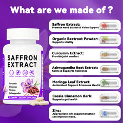 Mosslly Happy Saffron bottle sideview suggests steady daily use