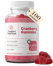 Mother Nutrient Cranberry Gummies bottle front shows convenient daily health support.