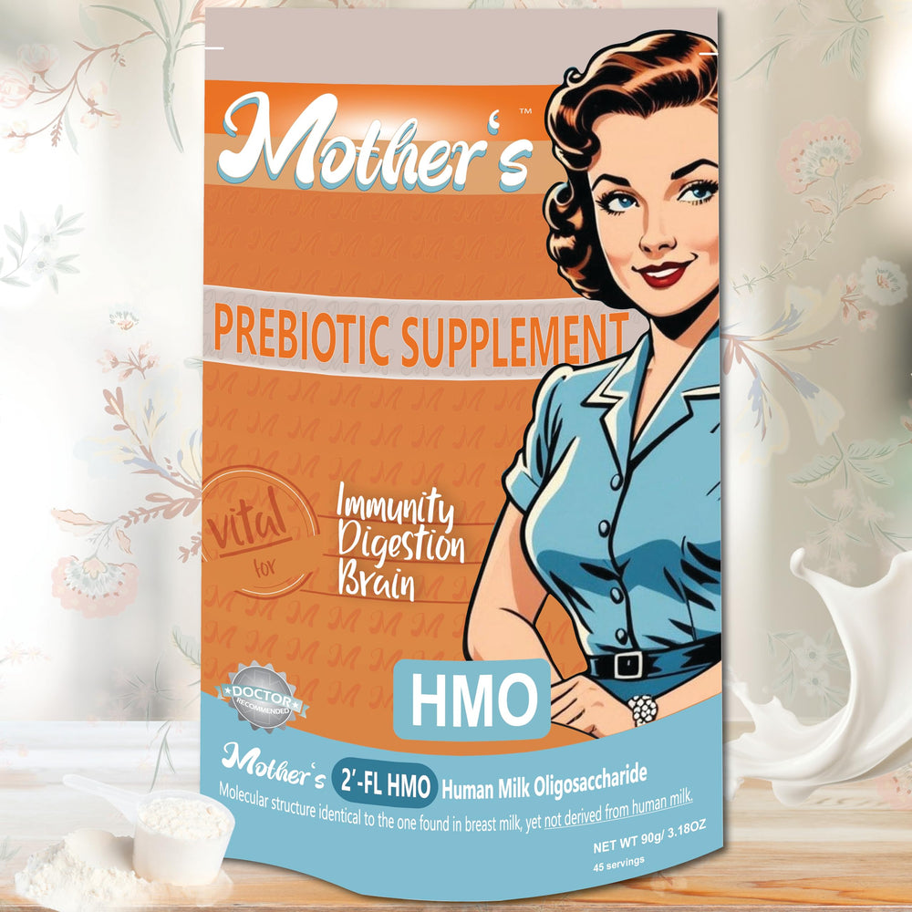 Mother's Prebiotic Supplement HMO powder scoop for easy daily gut support