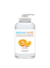 MOTIVE PURE Electrolyte Hydration orange 32oz pump bottle front view for quick on-the-go hydration.