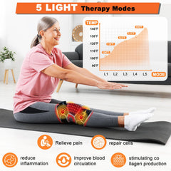Motusana knee brace with integrated heat for soothing warmth and circulation support.