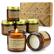MOULENGGU 6-pack candles in amber jars, gift-ready for home ambiance