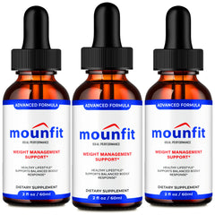 IDEAL PERFORMANCE Mounfit Drops bottle closeup showing a premium liquid supplement.