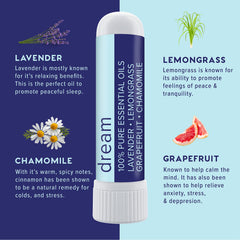 MOXE Dream nasal inhaler highlights chamomile notes aiding gentle tension release.