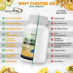 Ingredient panel of MoxyVites PQQ Mitorestore with resveratrol and vitamin D3