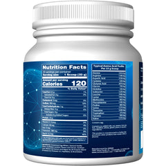 MRM egg white protein vanilla scoop blends into shake for easy mixing
