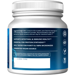 MRM L-Glutamine 5000mg scoop in glass for post-workout gut comfort