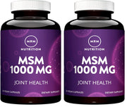 MRM MSM 1000mg bottle label highlights gluten-free vegan formula for joint support